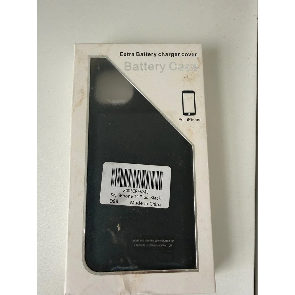 iPhone 14 Plus Battery Case Black Rechargeable Protective Charging Cover D98